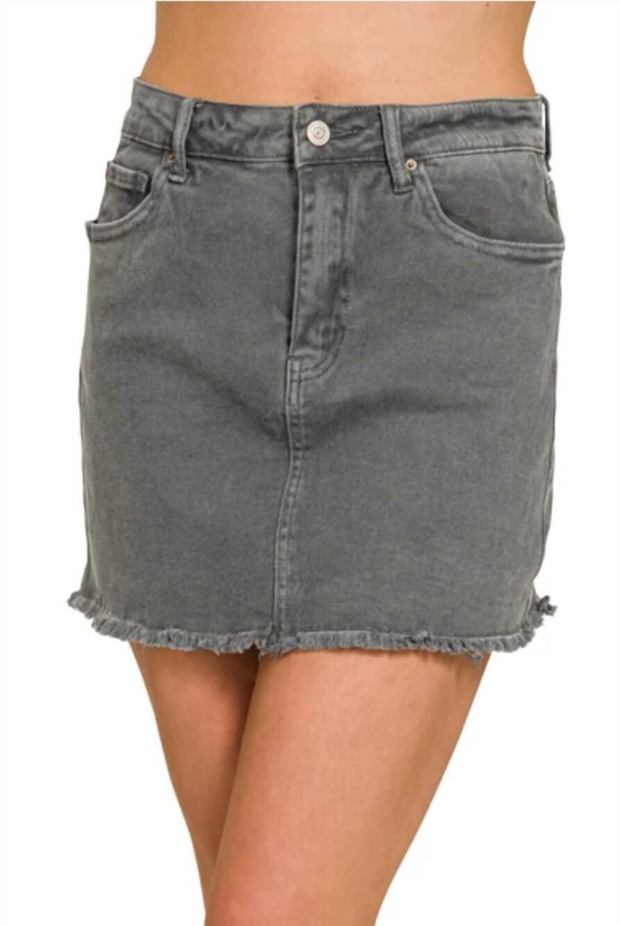 NEW ZENANA big sky acid wash skirt in ash black